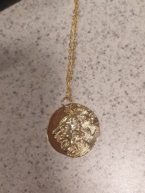 Gold Lion Medallion Pendant Necklace - Women Jewelry
